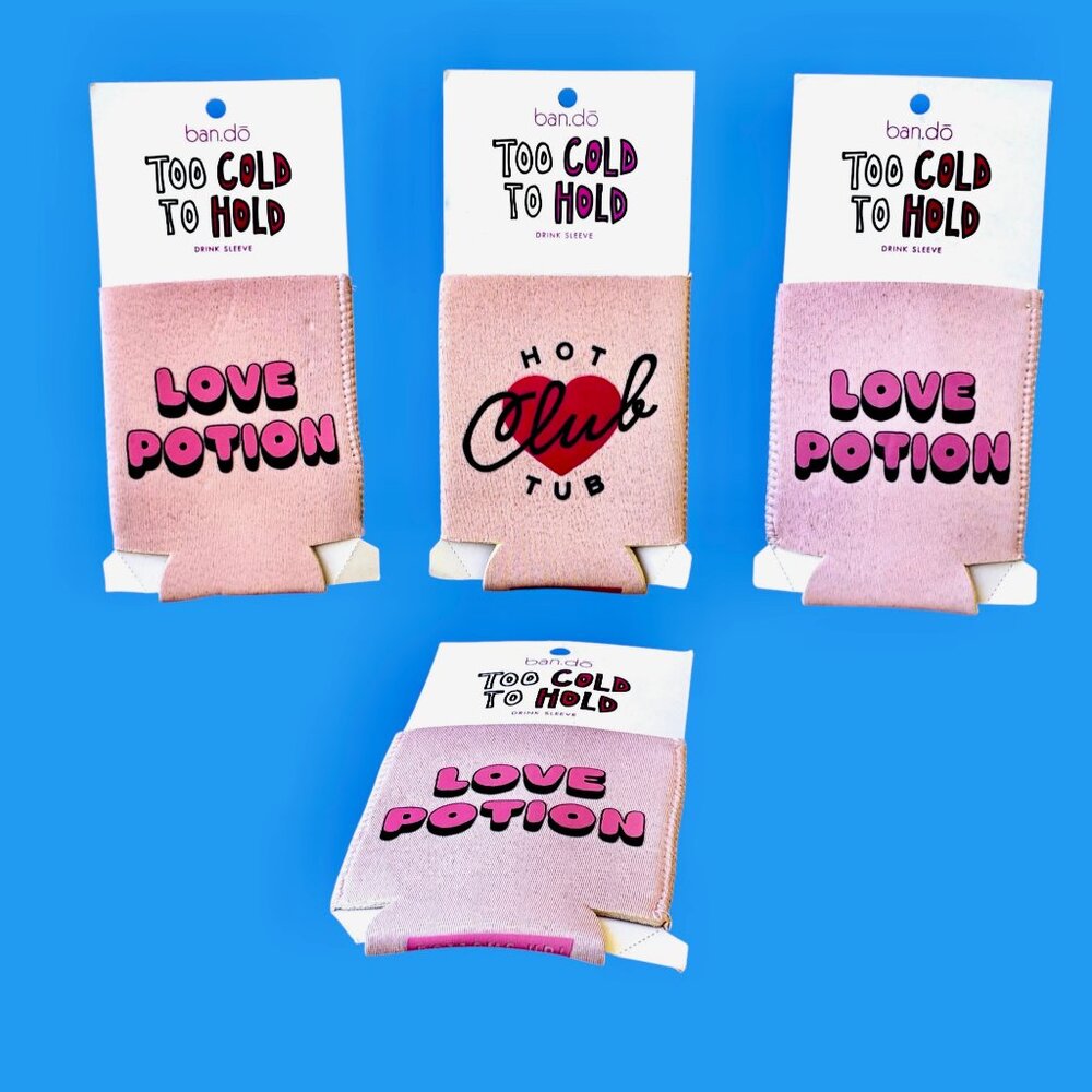 Bando Cold Drink Beverage Sleeve * Love Potion + Hot Tub Club * lot of 4 Sleeves